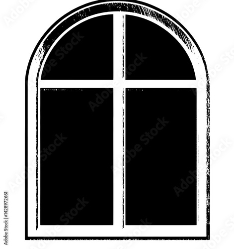 Elegant arched window frame with symmetrical panes, embodying minimalist design and timeless architecture