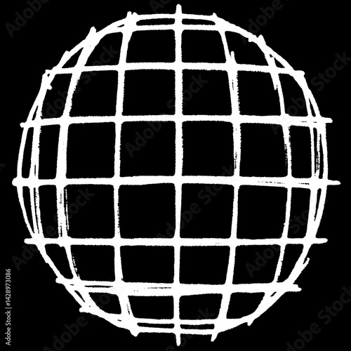 Geometric globe design with intersecting lines reflecting modern artistic expression and global connectivity concepts