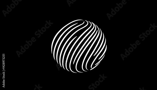 Elegant design of swirling lines resembling an egg on a contrasting background showcases modern artistry and creativity in abstract forms