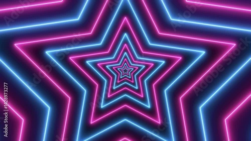 3D Geometric Abstract Tunnel: Vibrant Neon Glow, Futuristic Digital Corridor with Colorful LED Lines, Seamless Looping 4K Art for Party, Concert, or Fashion Intro