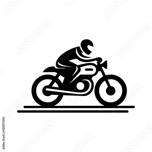 Cafe racer motorcycle rider silhouette