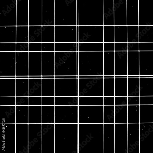 Grid pattern of white lines over a black background showcasing simplicity and structure in design elements