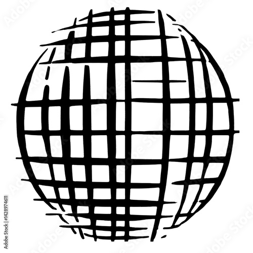 Artistic representation of a globe with intricate grid patterns, symbolizing global connection and creativity in modern design