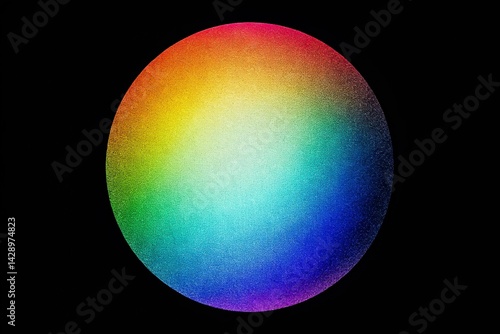 Obraz na płótnie Colorful Gradient Sphere on Black Background, noise texture effect, large banner copy space ,abstract noise texture banner w salonie