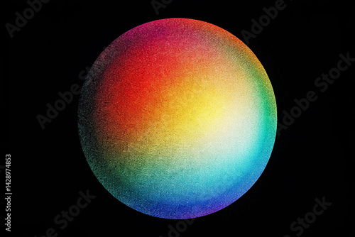 Obraz na płótnie Colorful Gradient Sphere on Black Background, noise texture effect, large banner copy space ,abstract noise texture banner w salonie
