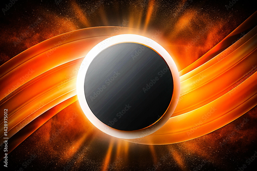 Abstract Representation of a Solar Eclipse, noise texture effect, large banner copy space ,abstract noise texture banner