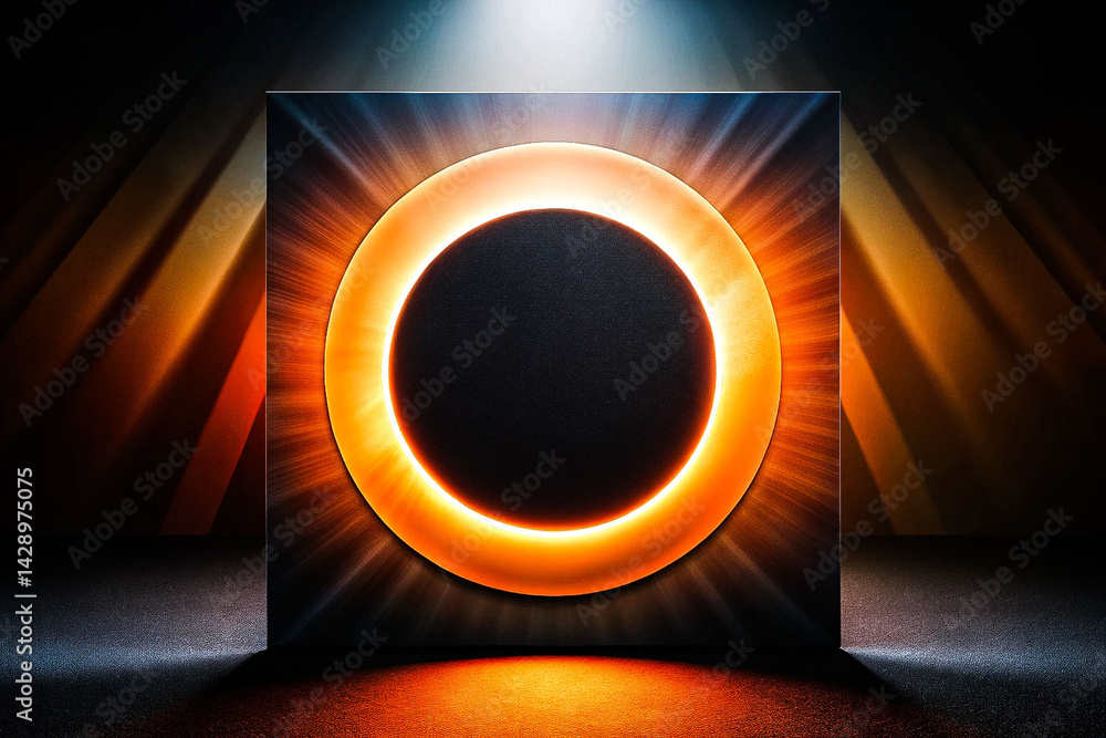 Abstract Representation of a Solar Eclipse, noise texture effect, large banner copy space ,abstract noise texture banner