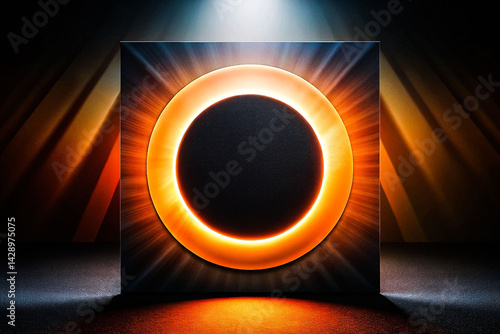 Obraz na płótnie Abstract Representation of a Solar Eclipse, noise texture effect, large banner copy space ,abstract noise texture banner w salonie