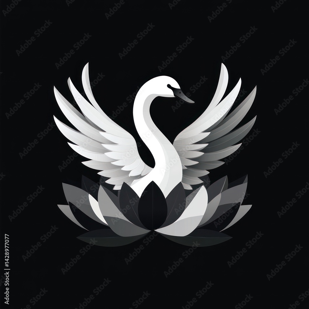 Obraz premium Swan on Lotus