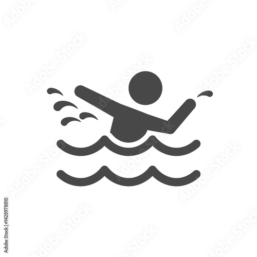 Water Accident Representation Showing Person Drowning Amidst Symbolic Waves and Danger