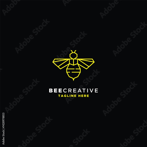 Busy bee emblem, honeycomb dynamism and industry