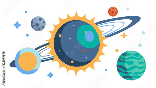  star sun in space, icon