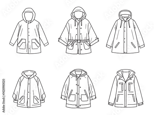 raincoat line art elegant design for stylish weather illustration