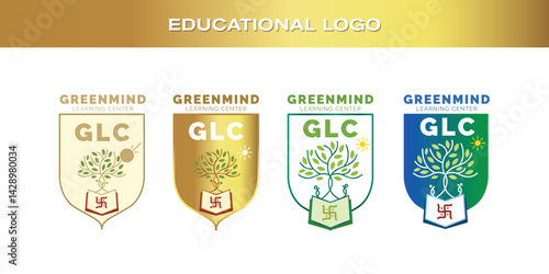 Flat Logo Design for Educational Center on White Background