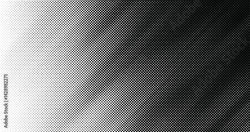 Vector halftone background with black dots fading into white. Dynamic tilted bold retro transition design.