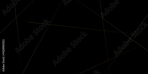 Design geometric tile gold on black background with triangle shape. Geometric dark material background. Elegant abstract shiny luxury black gold background for wallpaper, banner, cover or Presentation