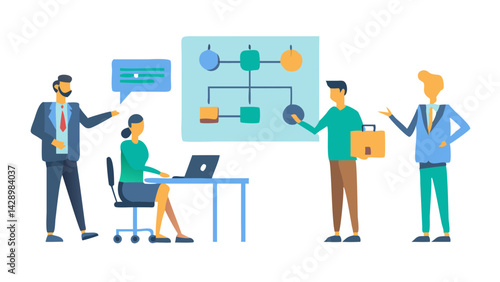 business people in office, business planning, icon