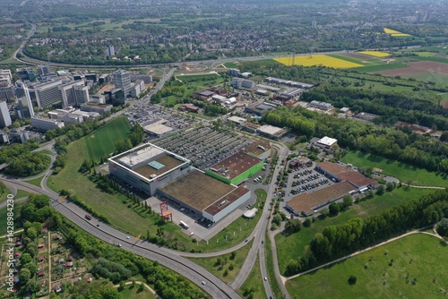 Obraz na płótnie Eschborn Luftbilder | Luftbildaufnahmen von der Stadt Eschborn in Hessen w salonie