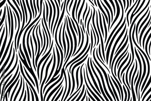 Abstract dance of black and white lines in a rhythmic flowing pattern