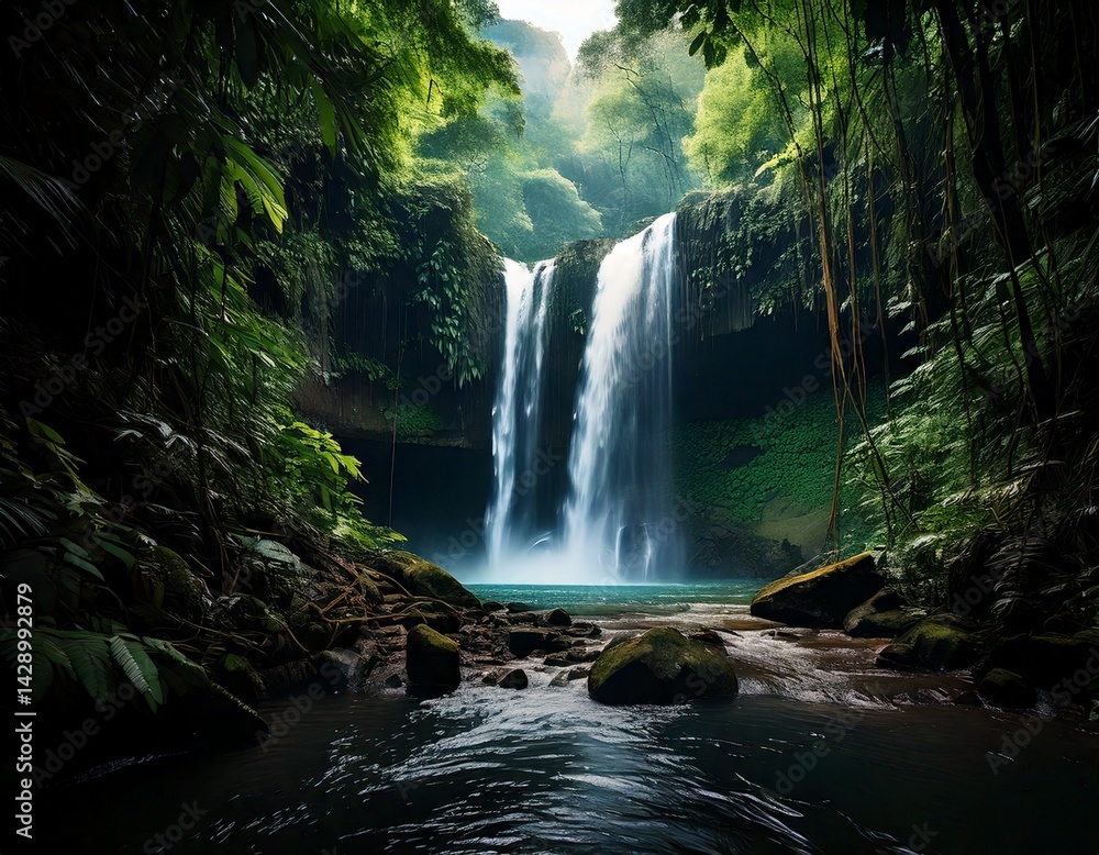 Obraz premium Mystic Waterfall in the Jungle.
