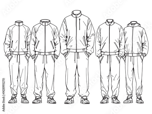 tracksuit line art bold creative representation of sporty fashion