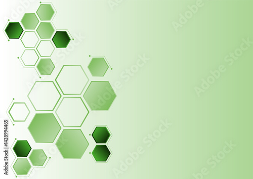 abstract background hexagons with green gradient