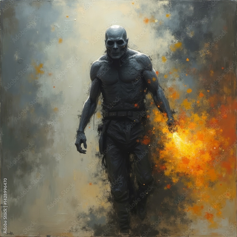 Fototapeta premium Artwork of Mechanical Characters in Light and Shadow