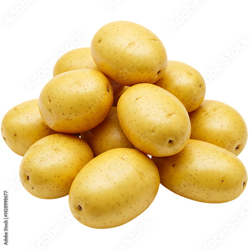 Fresh Organic Yellow Potatoes Isolated on transparent Background .