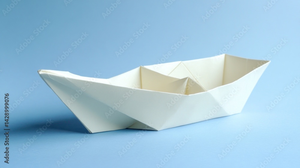 Simple origami paper boat on a light blue background (1) Simple origami paper boat on a light blue background (1)