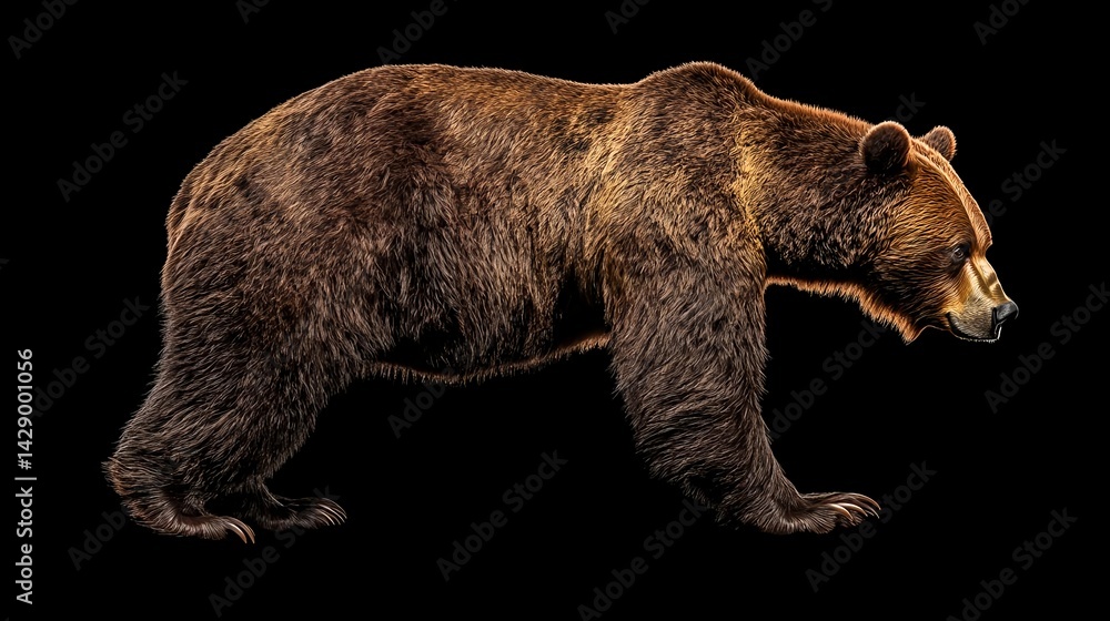 Fototapeta premium Isolated Brown Bear on Black Background for Wildlife Photography