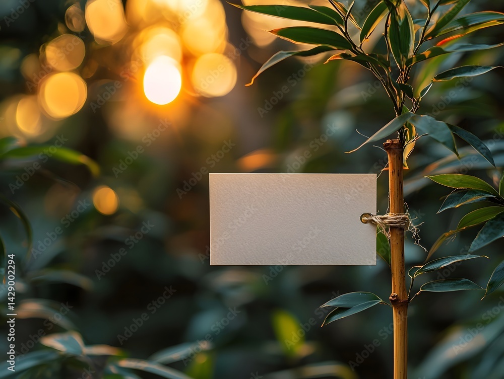 Peaceful bamboo card in morning light