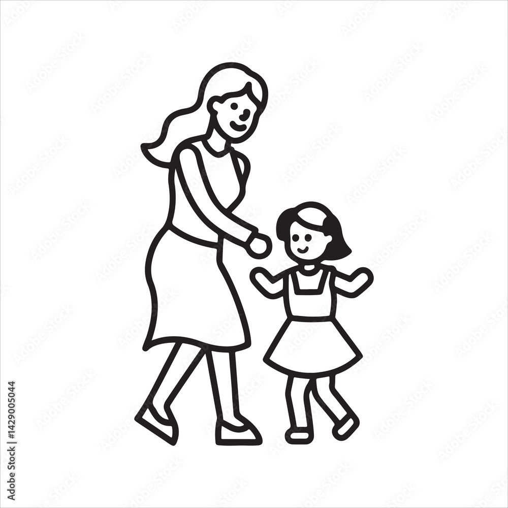 Mothers Day mom and child vector art illustration Mothers Day mom and child vector art illustration
