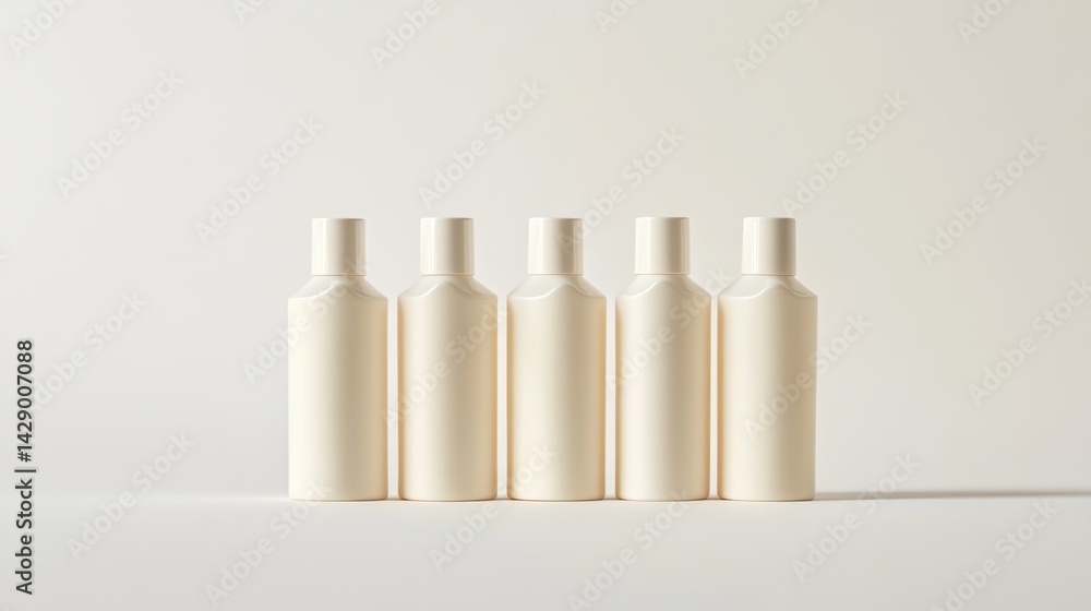 Five minimalist cream bottles, simple and elegant Five minimalist cream bottles, simple and elegant