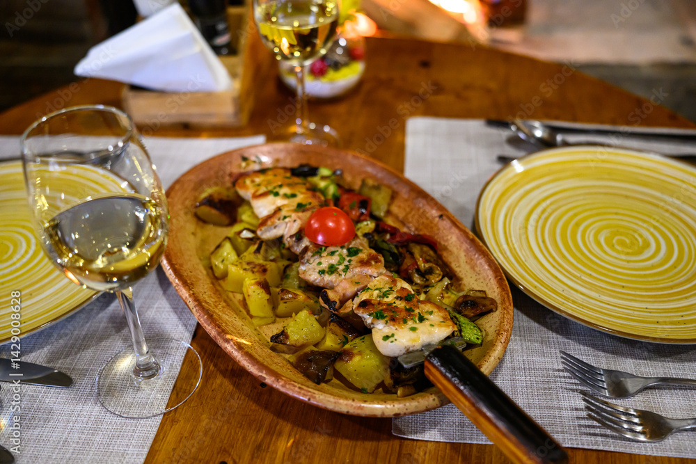 Mixed hot grill and fried vegetables