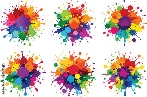 colorful paint splatters vibrant ink