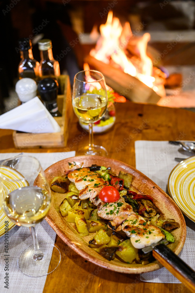 Mixed hot grill and fried vegetables