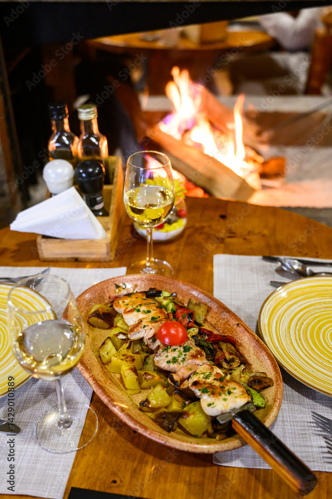 Mixed hot grill and fried vegetables