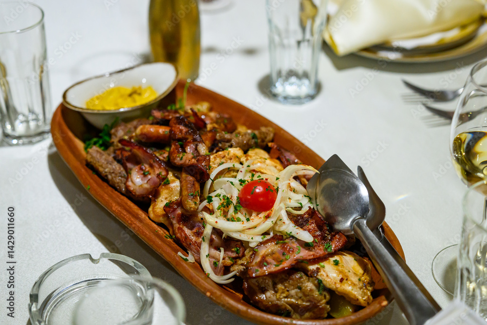 Mixed hot grill and fried vegetables