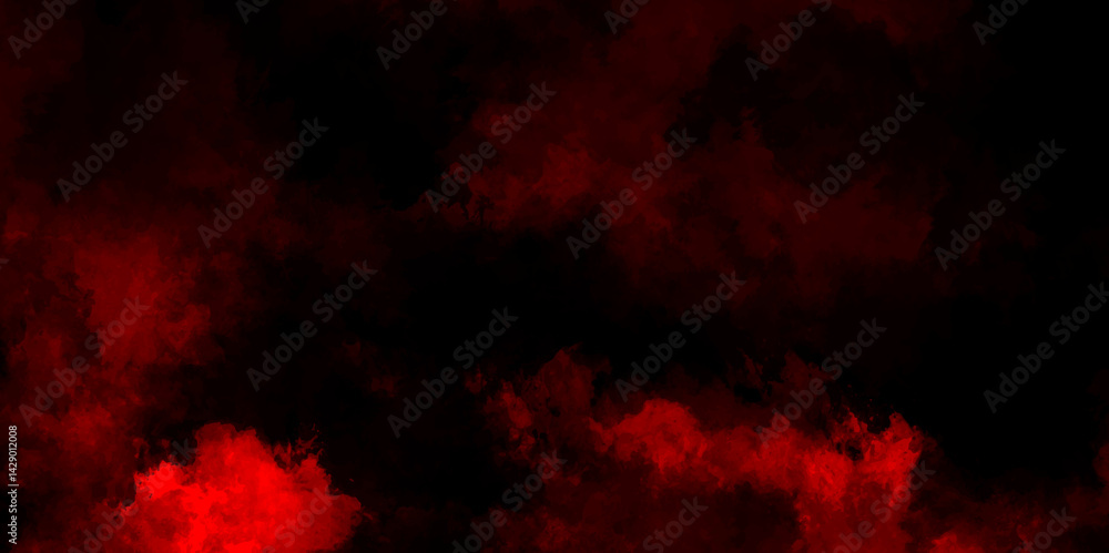 Obraz premium Dark red powder explosion cloud on black background. Abstract red and black grunge texture smoke. smoke fog misty texture overlay on dark black. paranormal red mystic smoke, clouds for movie.