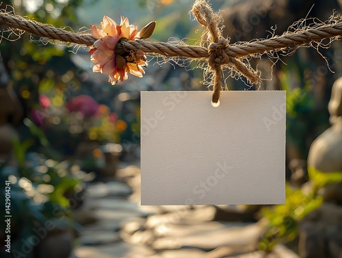 Obraz na płótnie Blank white gift card hanging from a nature inspired branch w salonie