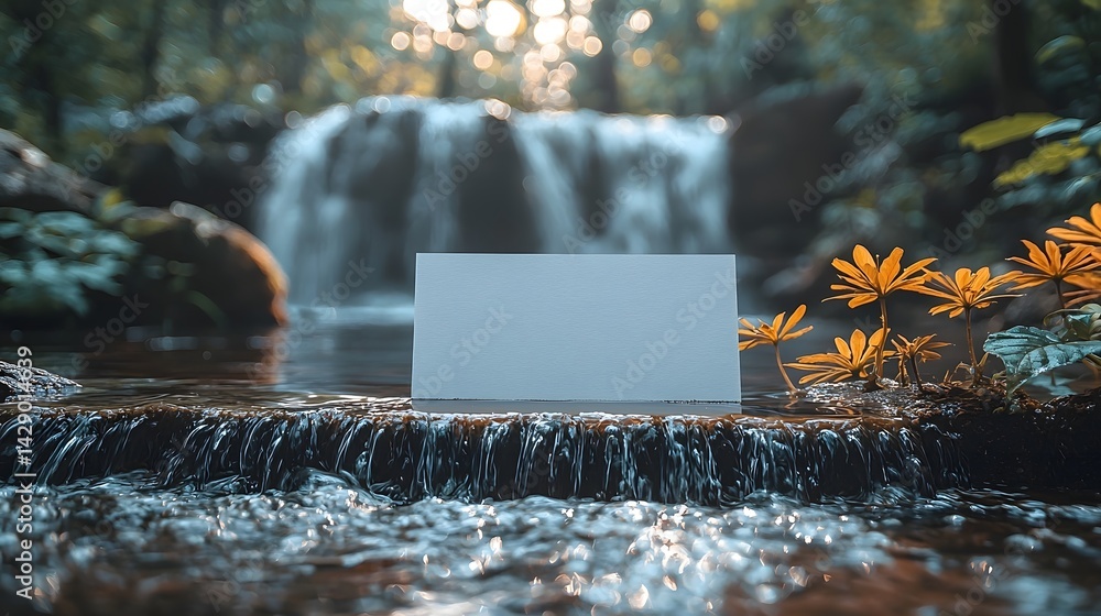 A tranquil waterfall in a lush forest setting
