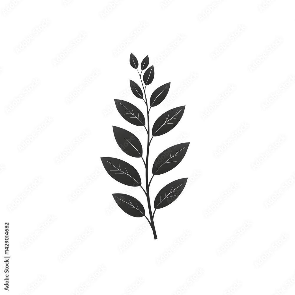 Simplistic black and white showcasing the elegant and natural form of a botanical plant with graceful flowing leaves and branches against a clean white backdrop category Plants and Flowers Simplistic black and white showcasing the elegant and natural form of a botanical plant with graceful flowing leaves and branches against a clean white backdrop category Plants and Flowers