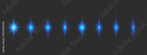 Set of blue light effects of lens flares
