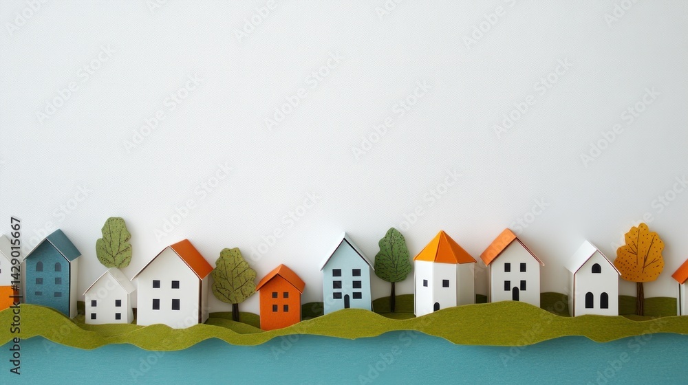 Naklejka premium Papercraft miniature town scene