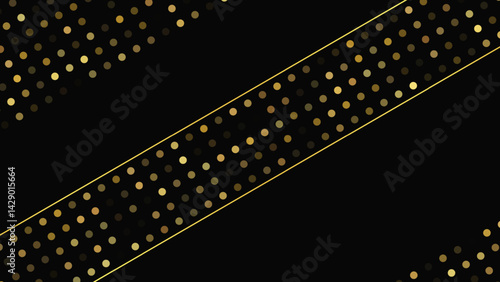 Dark background with golden lines and glittering dots