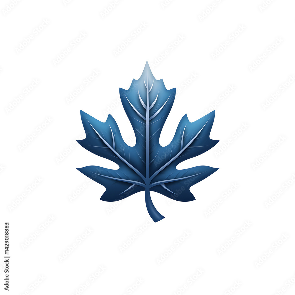 Fototapeta premium A stylized geometric interpretation of a blue maple leaf in a minimalist modern design