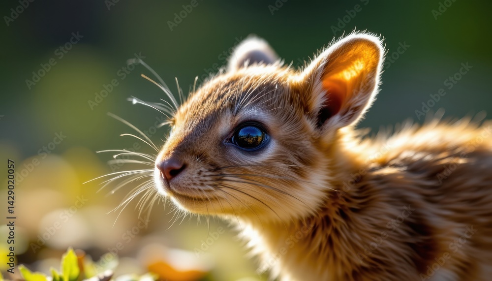 Obraz premium Charming close up of a small animal with sun rays creating a halo effect.