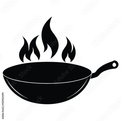 Modern Wok Vector – Authentic Asian Cooking Pan Illustration for Culinary & Design Projects