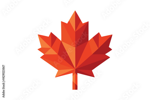 Geometric Canadian Maple Leaf Symbol with Striking Orange and Red Hues