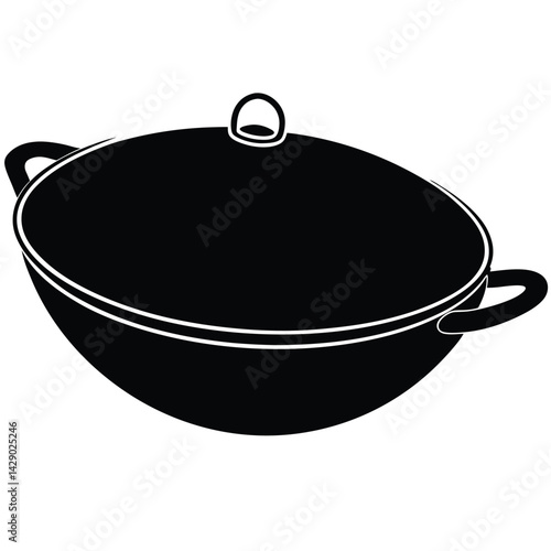 Modern Wok Vector – Authentic Asian Cooking Pan Illustration for Culinary & Design Projects